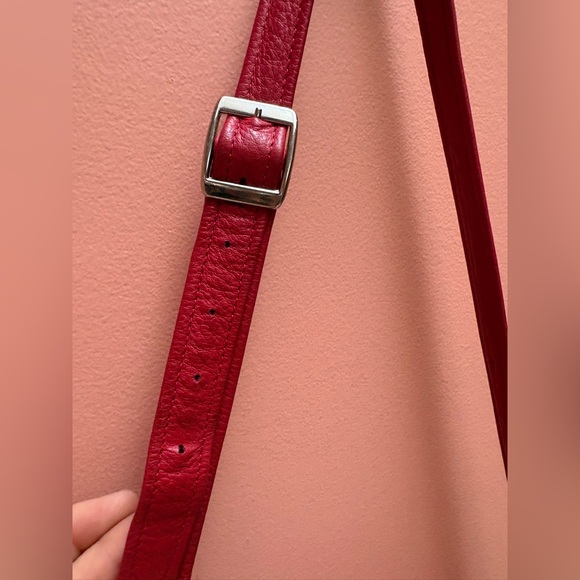 Red Pebbled Leather Crossbody Bag - Picture 3 of 9